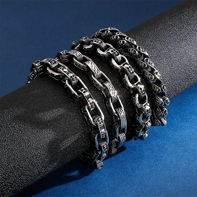 Men's Punk Skull Bracelet in Stainless Steel - Creative Locomotive Ghost Head Design, Titanium Steel Jewelry for Wholesale