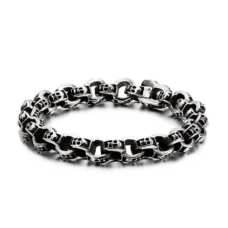 Men's Punk Skull Bracelet in Stainless Steel - Creative Locomotive Ghost Head Design, Titanium Steel Jewelry for Wholesale