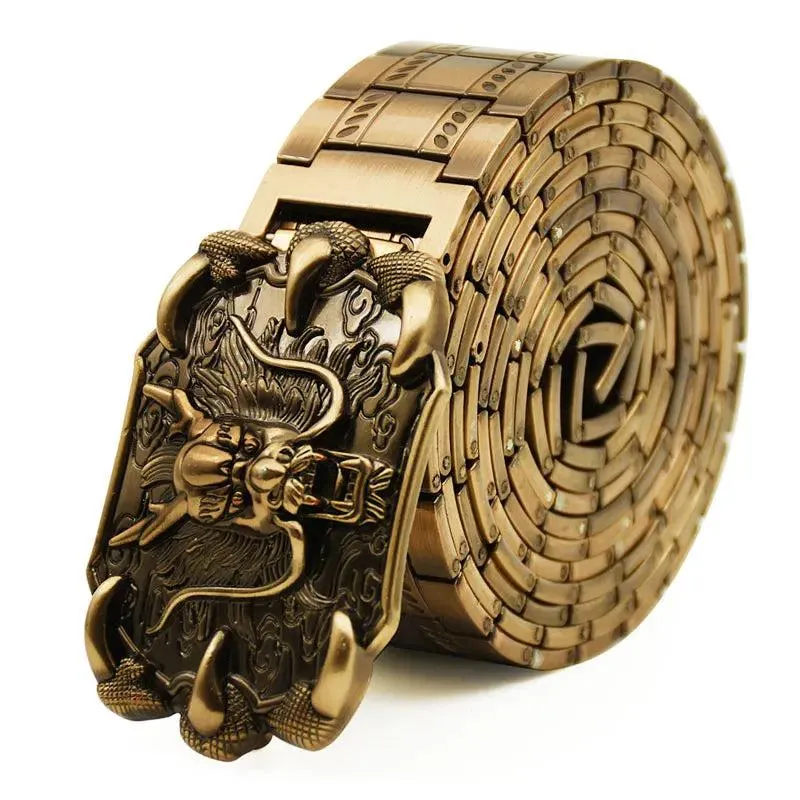 Men's Retro Dragon Belt – Gold Stainless Steel Hip Hop Punk Style