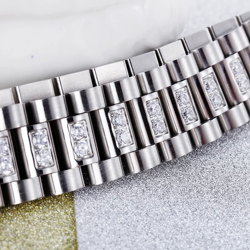 Men's Stylish Titanium Steel Bracelet with Zircon Accents - Simple and Elegant Design