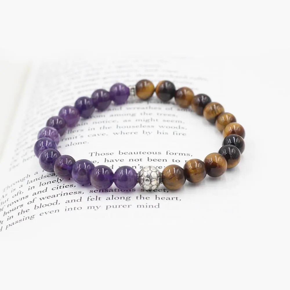 Men's Tiger's Eye & Amethyst Bracelet