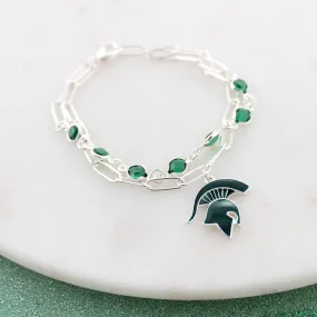 Michigan State Paperclip Chain & Enamel Logo Bracelet