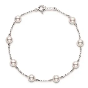 Mikimoto 18K White Gold Cultured Pearl Station Chain Bracelet