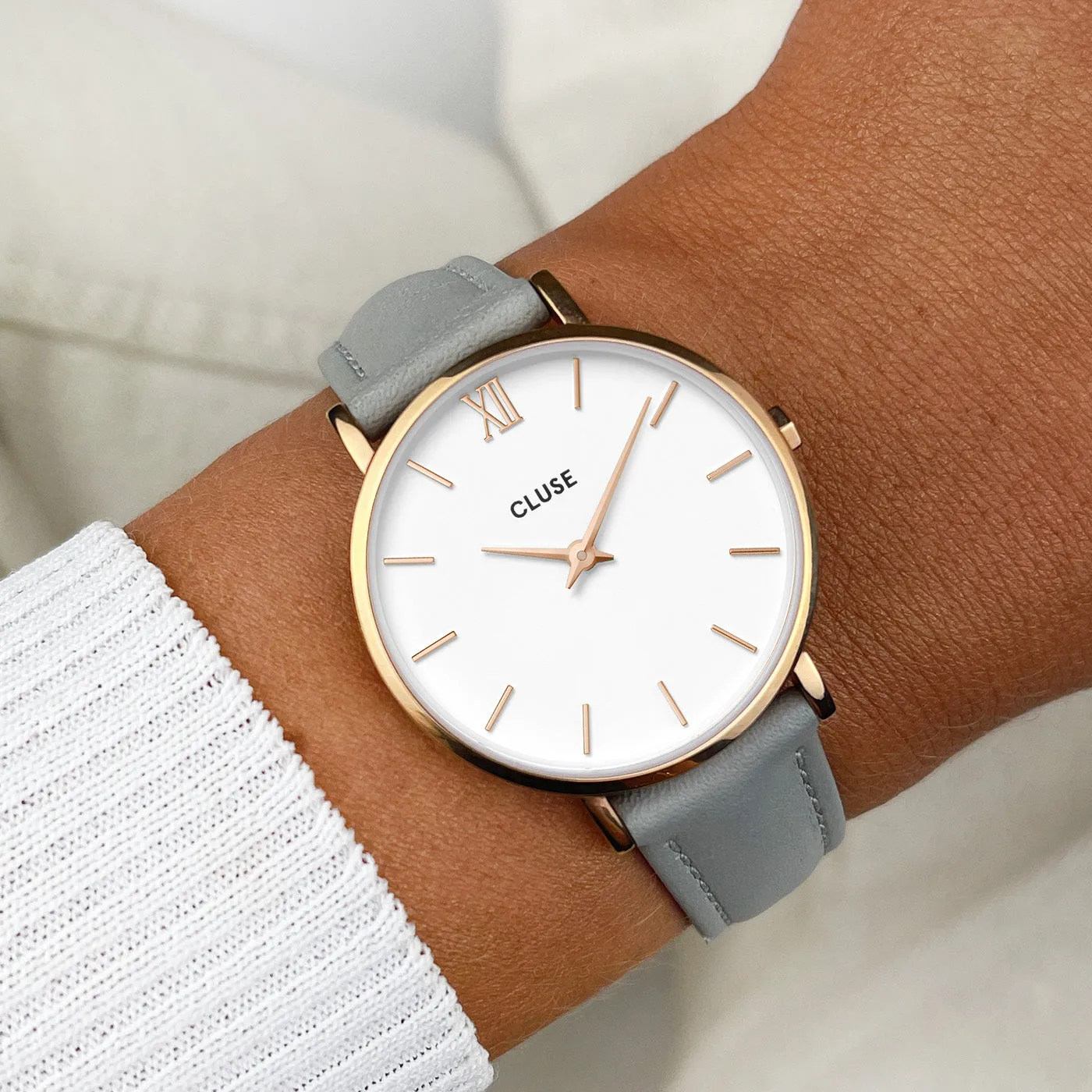 Minuit Leather Grey, Rose Gold Colour