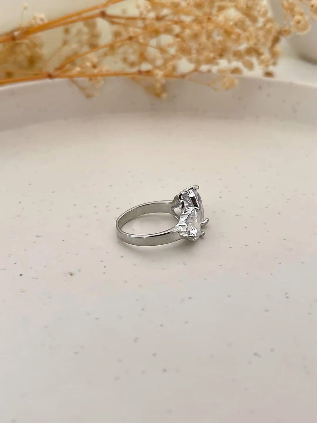 Moissanite Two Stone Engagement Ring