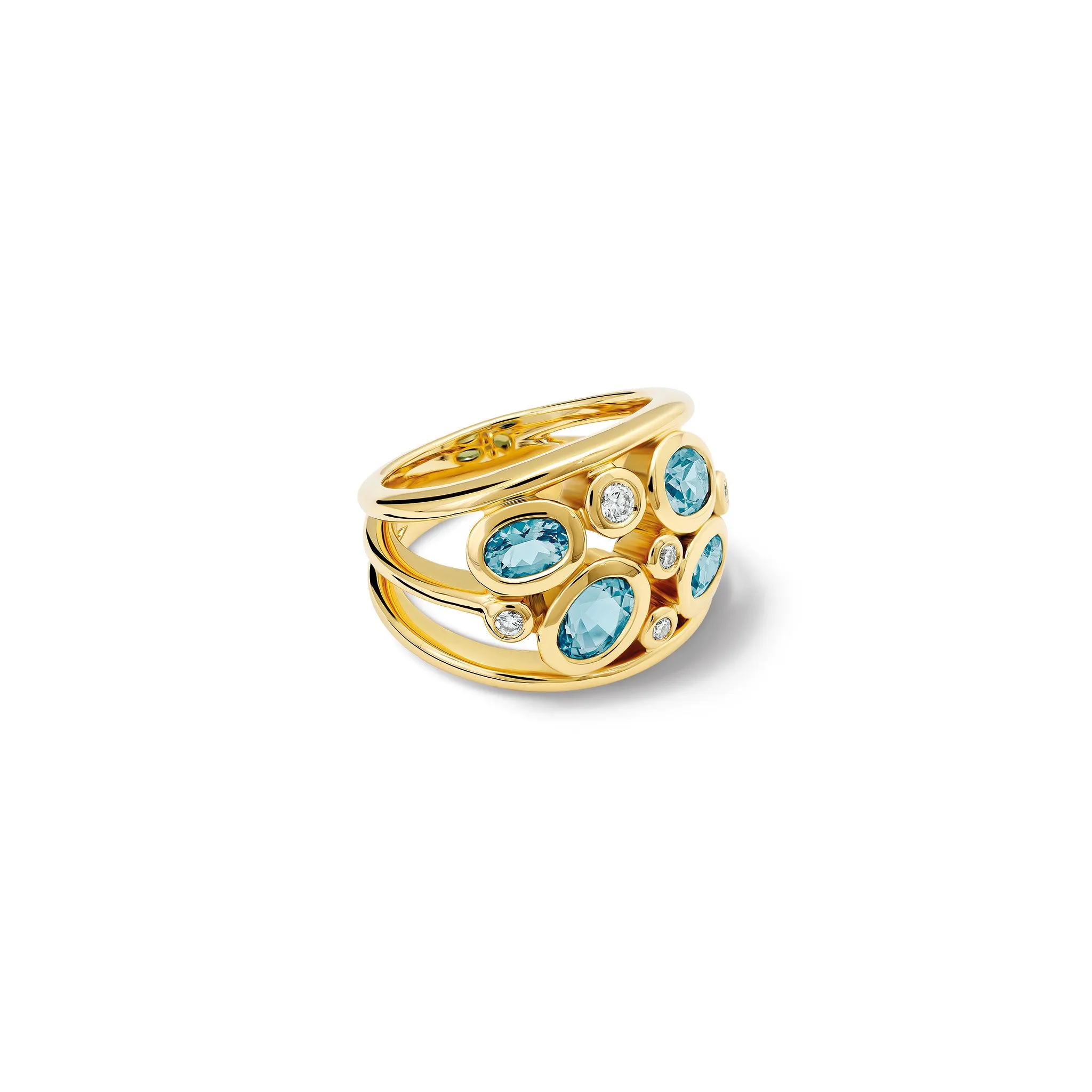 Multi Aeneus Ring 18ct Yellow Gold - Aquamarine & Diamond