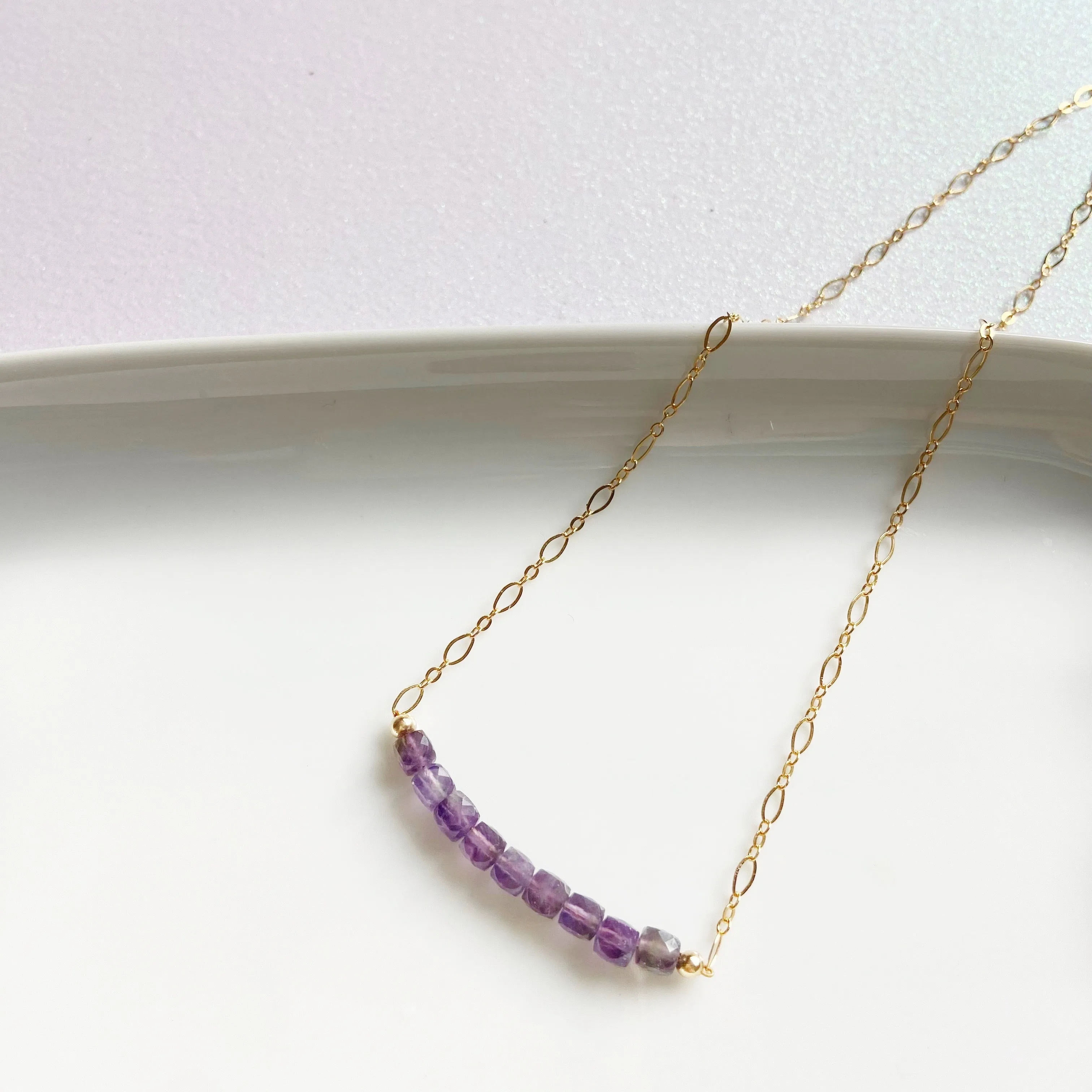 Mystic Amethyst Choker Necklace in Gold or Silver