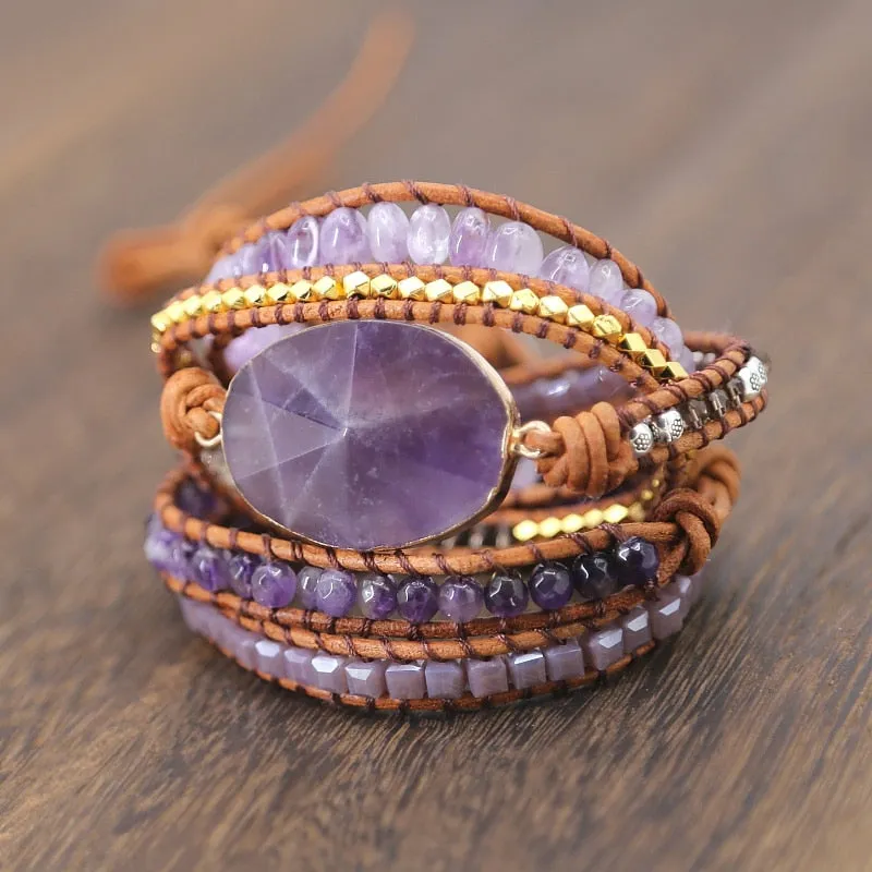 Natural Amethyst Bracelet Beaded Bracelet