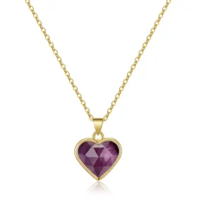 Natural Amethyst Heart Pendant Necklace