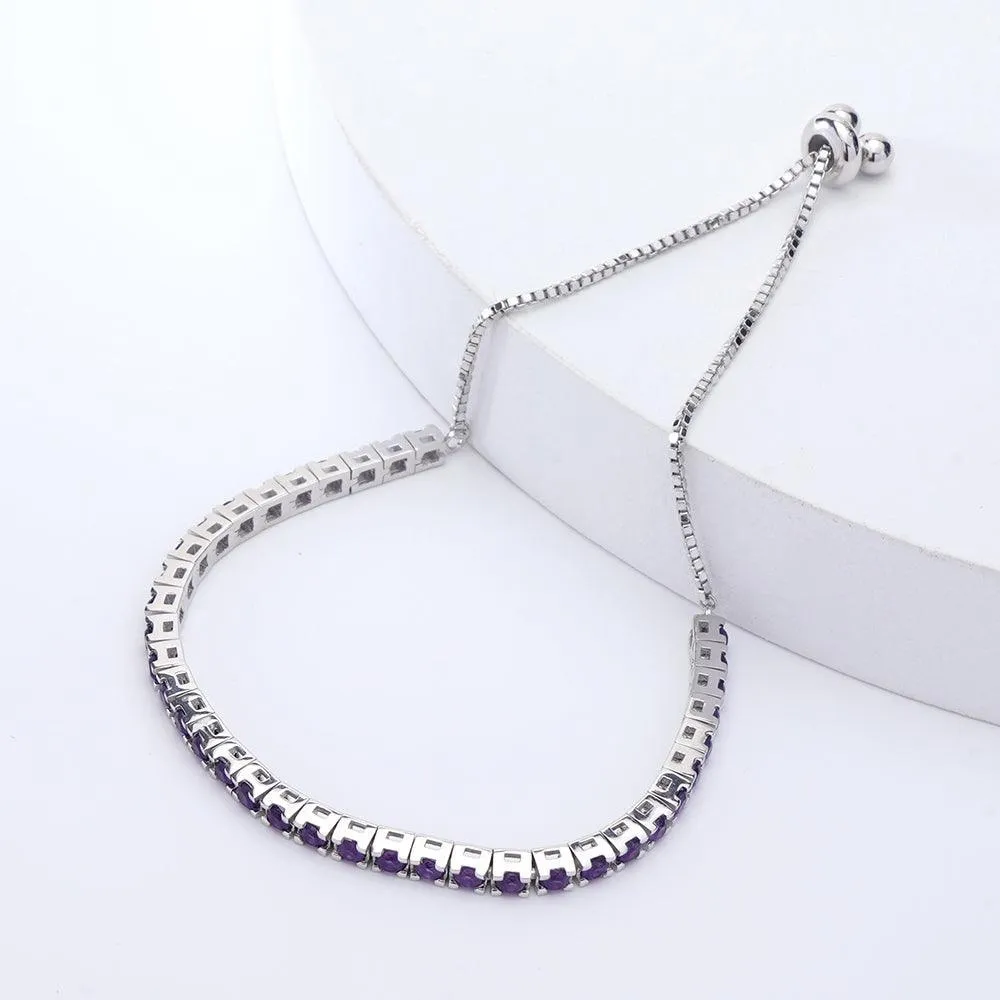 Natural Dark Amethyst Tennis Bolo Bracelet