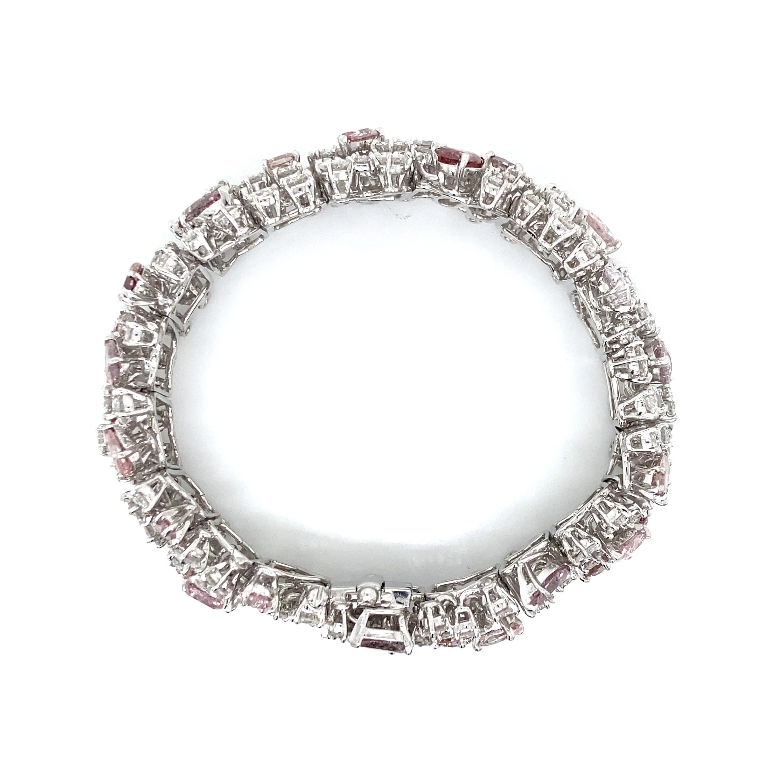 Natural Pink & White Diamond Bracelet in Platinum