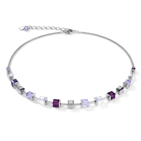 Necklace GeoCUBE®  Crystals & stainless steel amethyst