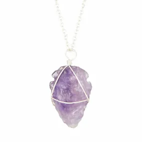 Necklace - Wire-wrapped Arrowhead Amethyst