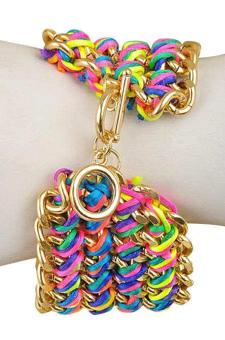 Neon Woven Chain Bracelet