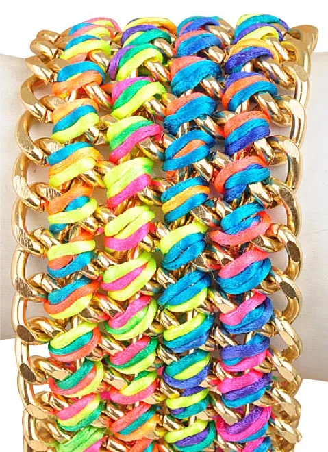 Neon Woven Chain Bracelet