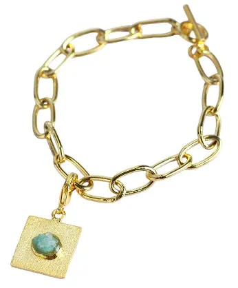 Nicoletta Basic Chain Collection Colombian Raw Emerald & 24k Gold Plated Chain