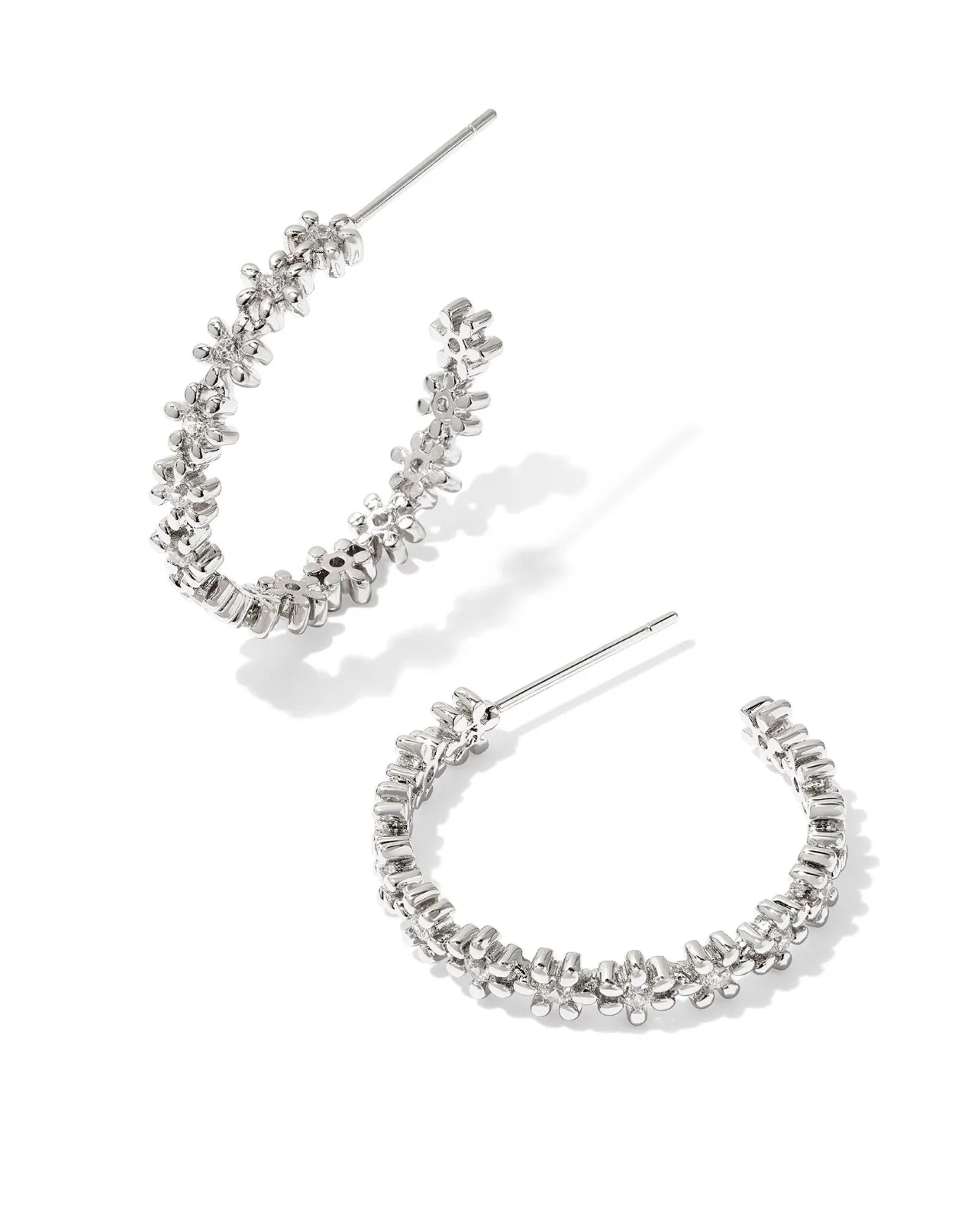 NYDIA HOOP EARRING-SILVER WHITE CRYSTAL