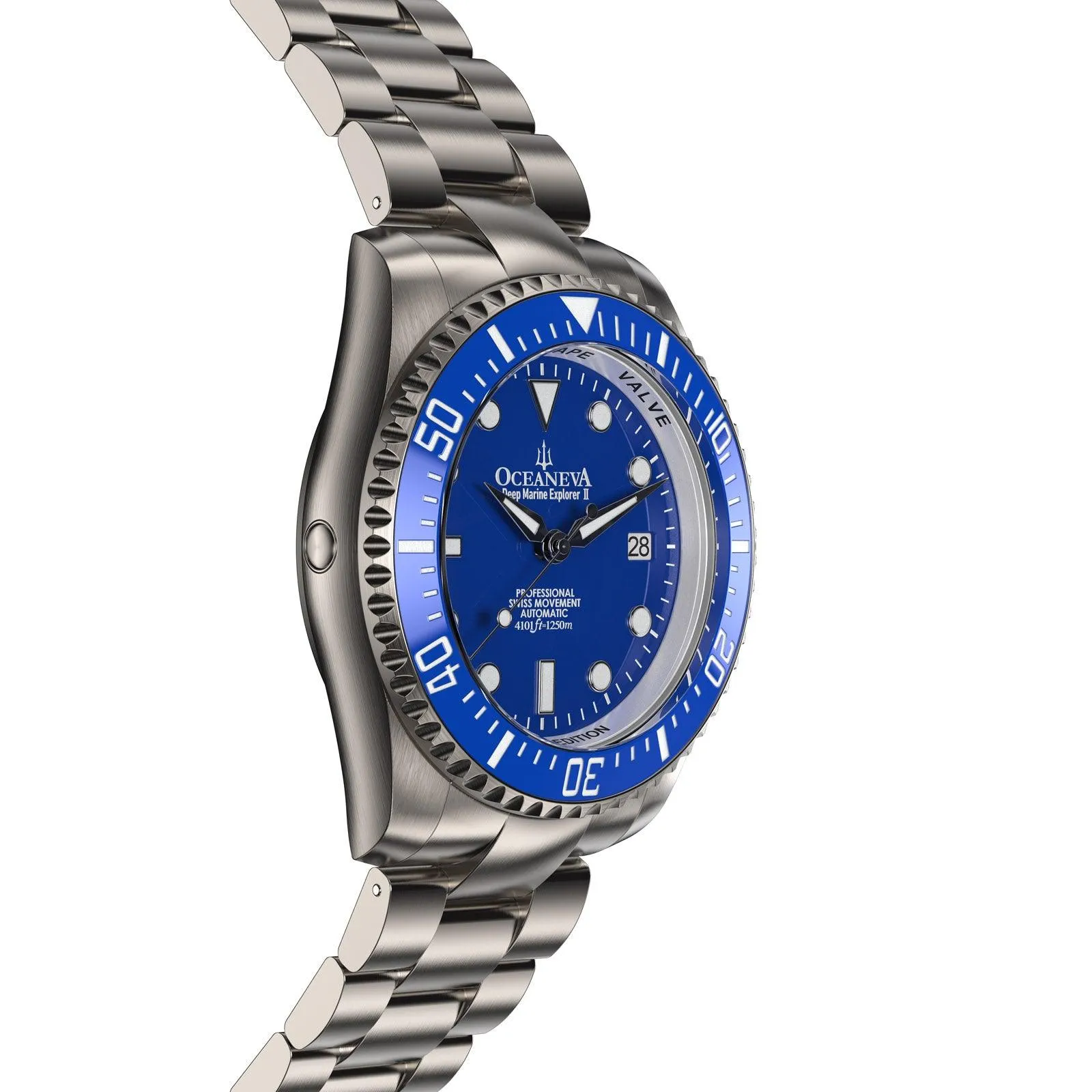 Oceaneva Men's Deep Marine Explorer II 1250M Titanium Watch Blue Dial