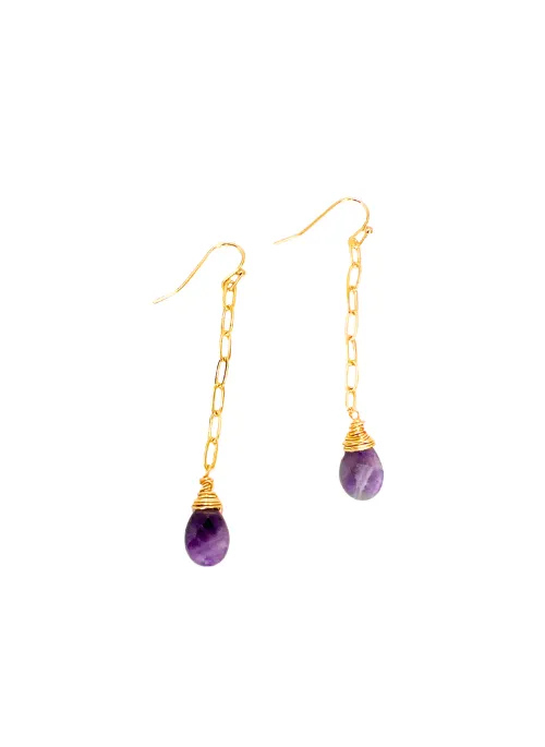 Olivia Amethyst paperclip Earrings