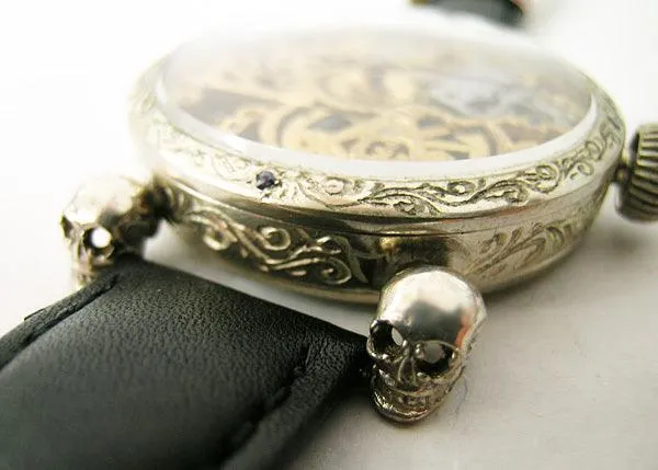 Omega Pocket Watch Freemason Sterling Silver Recase Watch Skeletons Illuminati