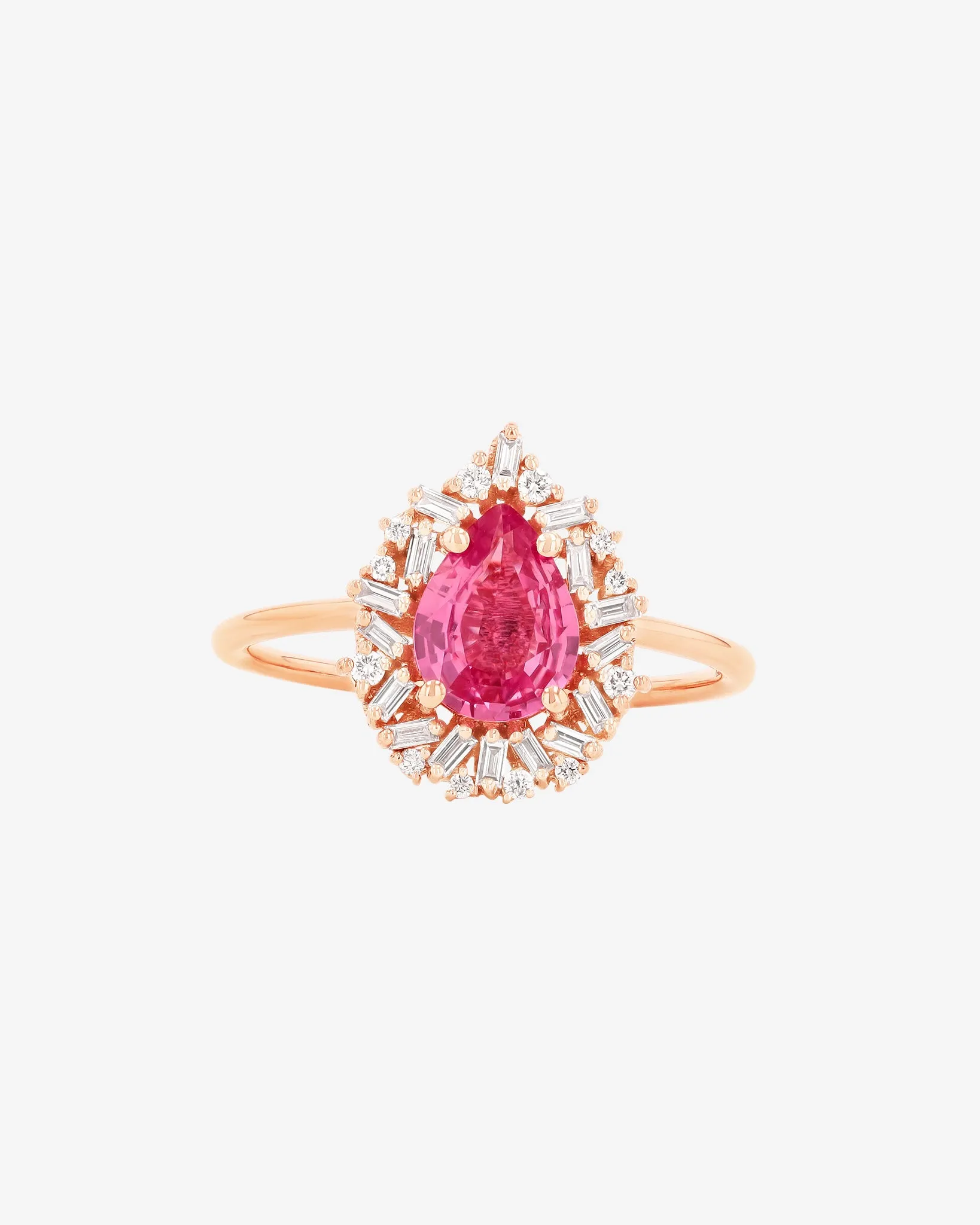 One of a Kind Pink Sapphire Tear Drop Ring