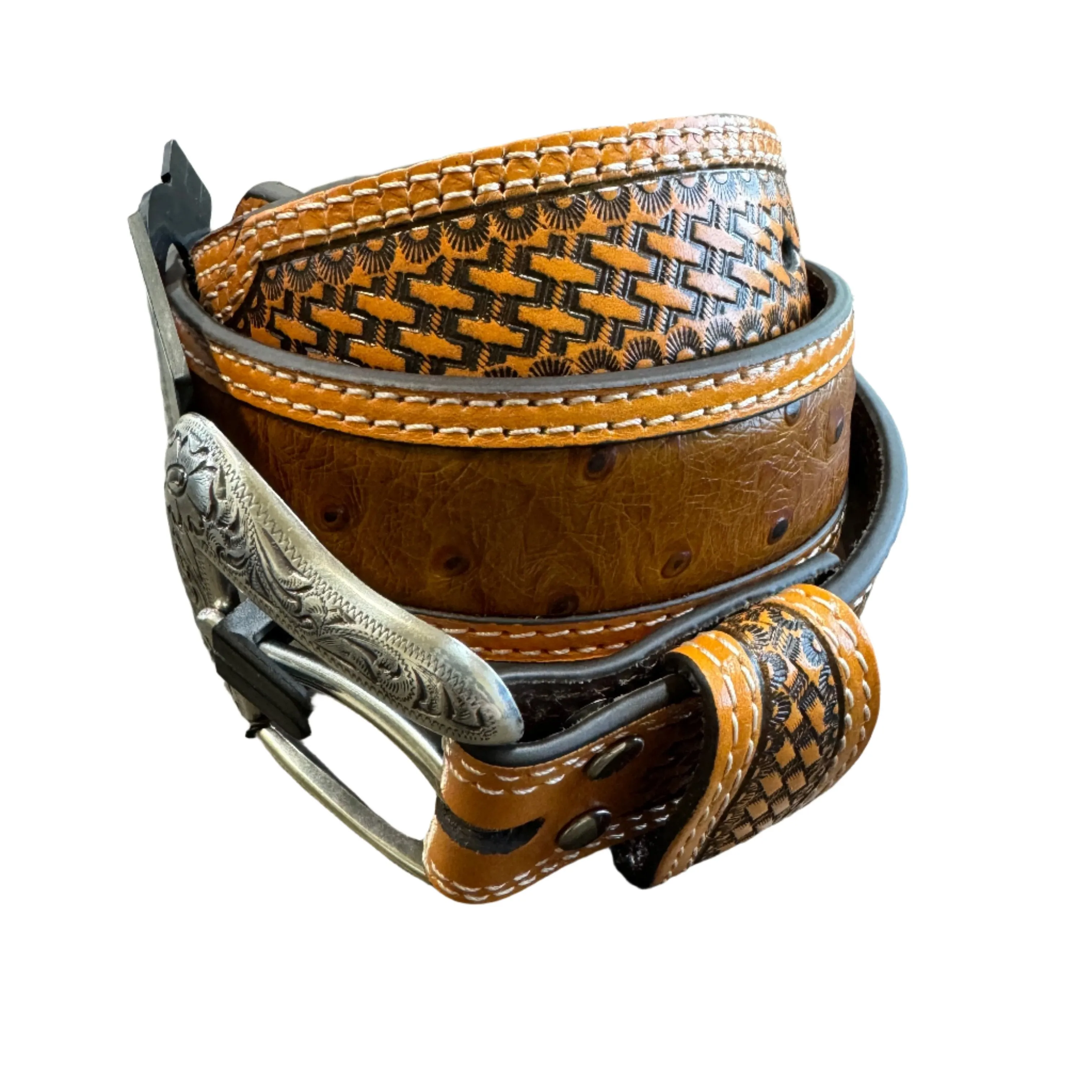 Ostrich Cognac Belt