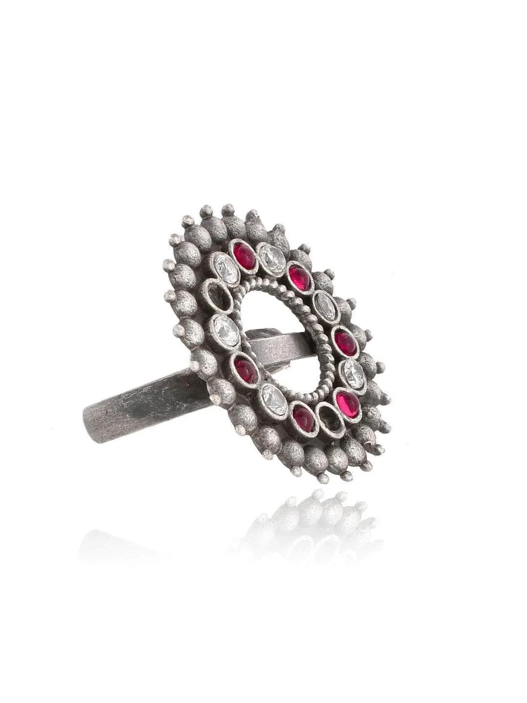 Oxidized Varthulah Ring Red And White