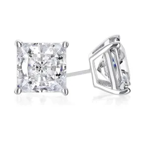 Paris Jewelry 14K White Gold 1/4 Carat Princess Created Diamond Solitaire Stud Earrings