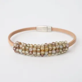 Pastel Zircon & Sterling Trim 3mm Leather Bracelet