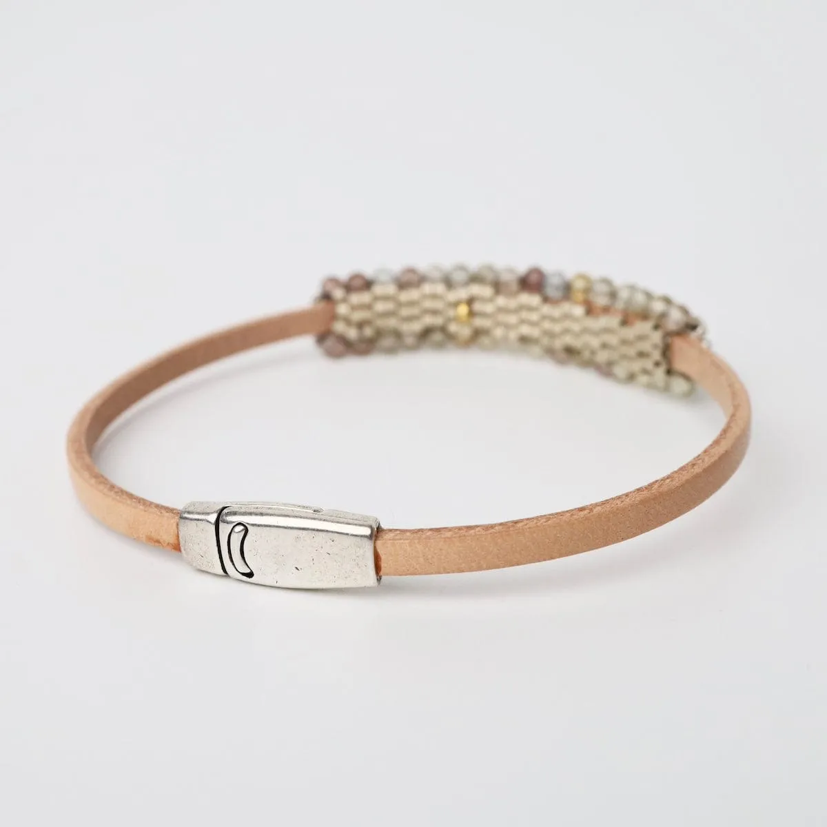 Pastel Zircon & Sterling Trim 3mm Leather Bracelet