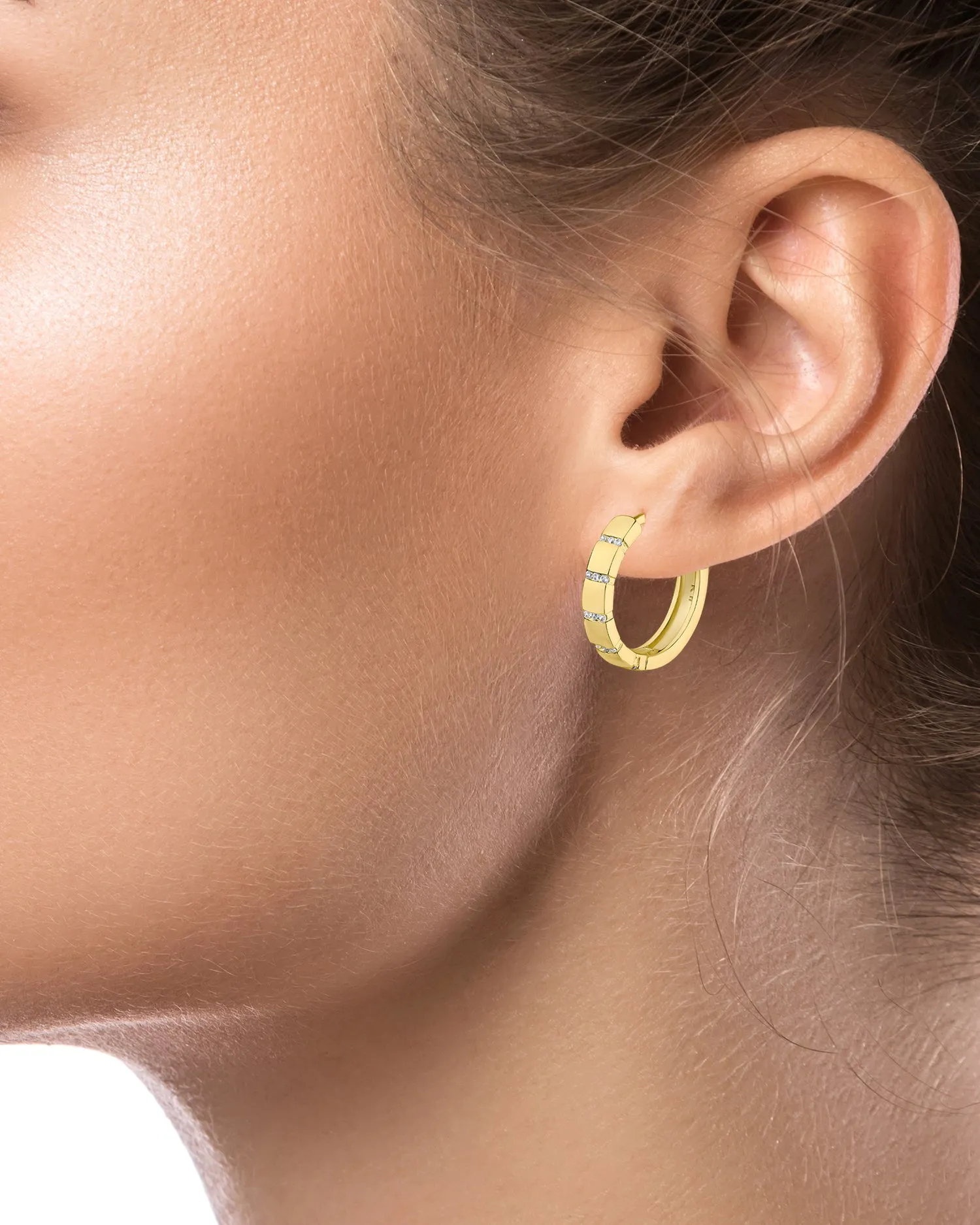 Pave Stripe Huggie Hoop Earrings