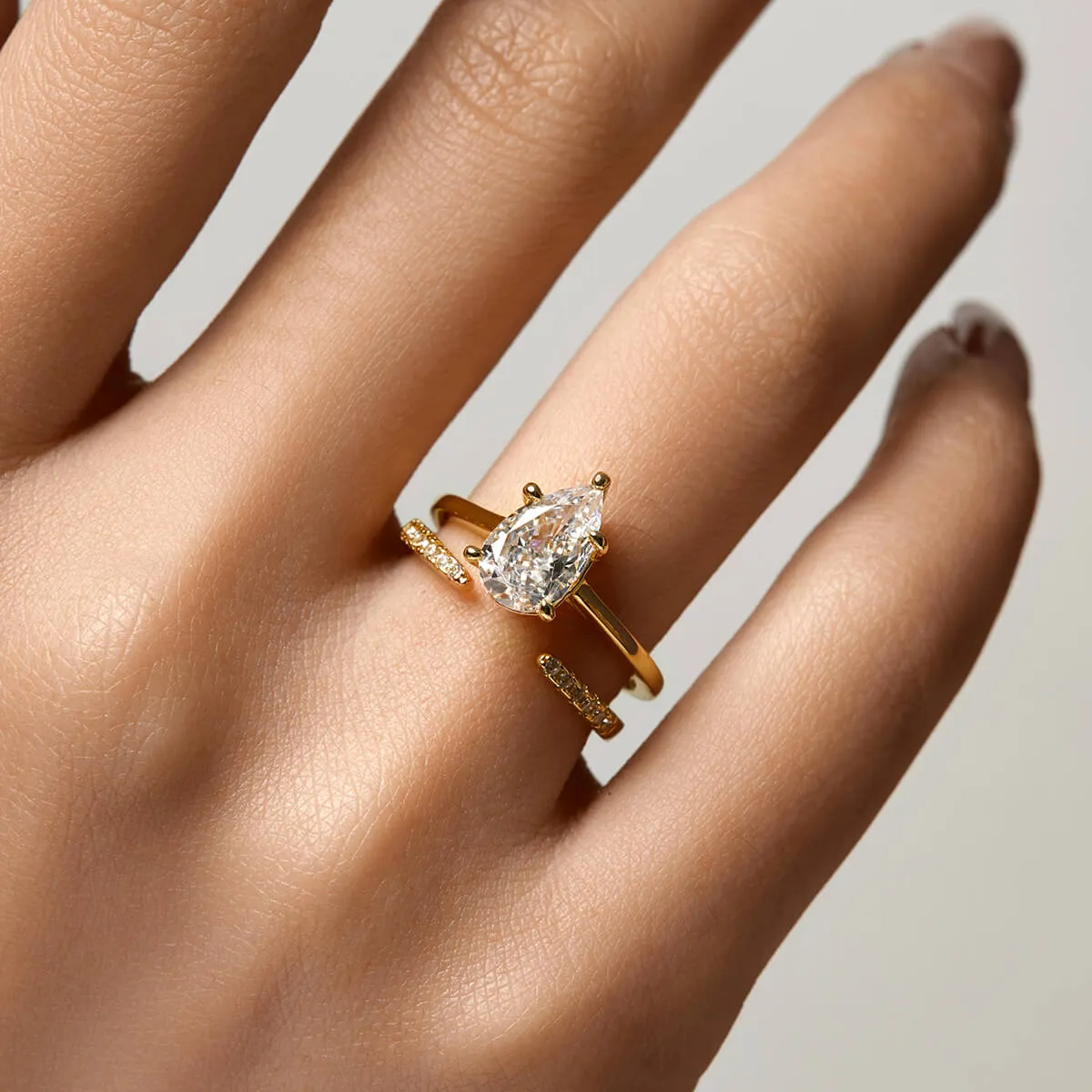 Pear Solitaire Ring