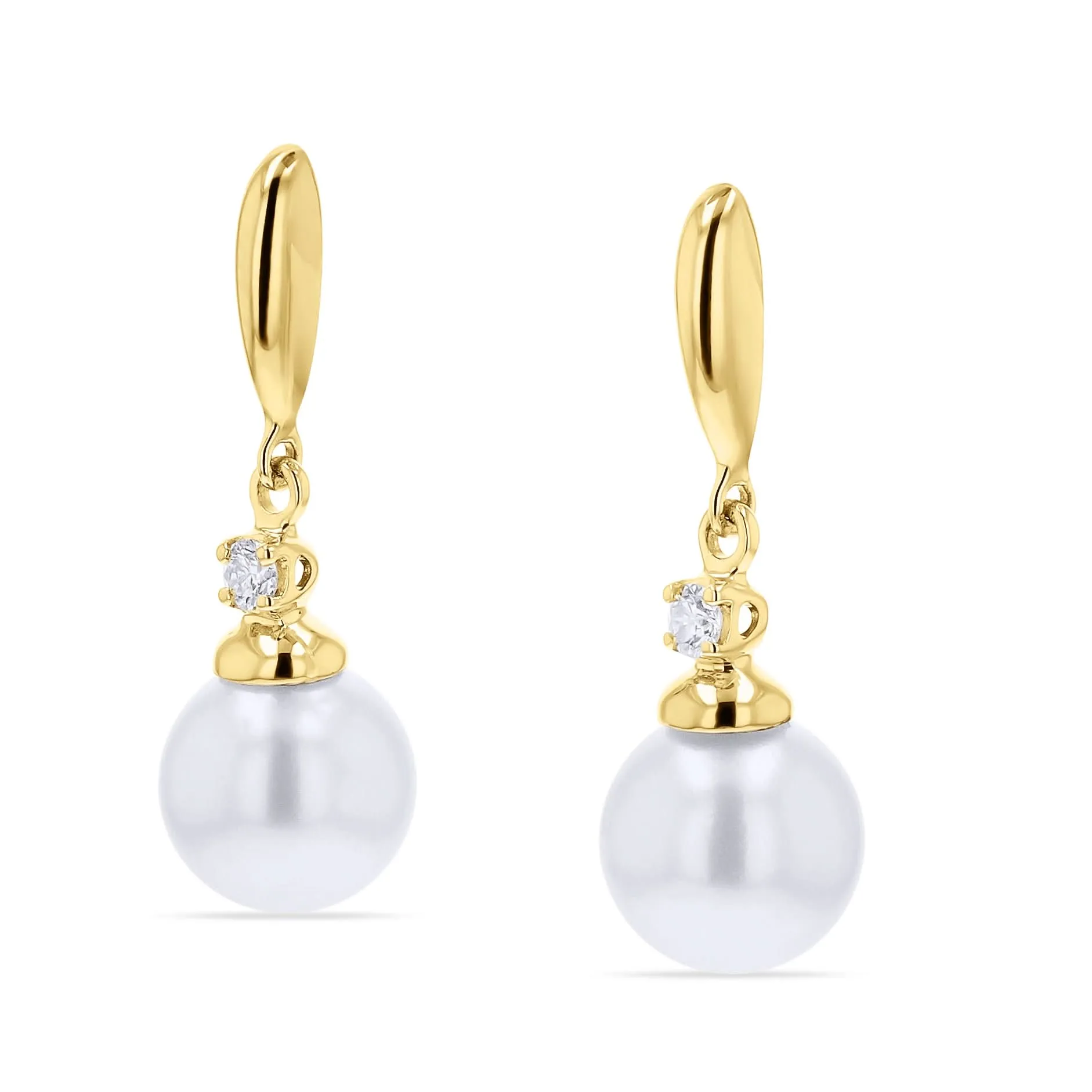 Pearl and Diamond-Accent Dangle Earrings