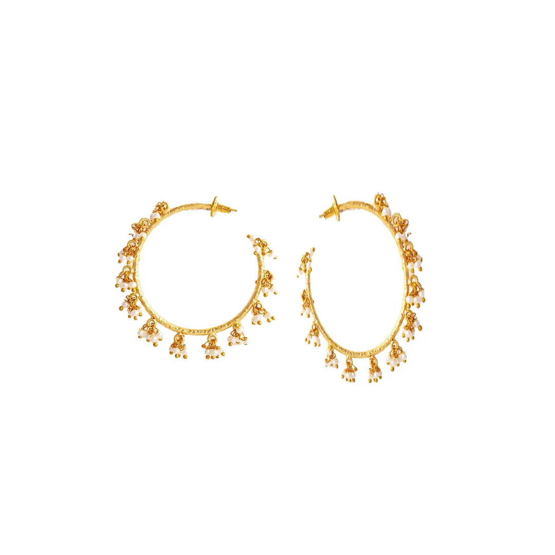 Pearl Clustering Hoops Earrings - AS100427