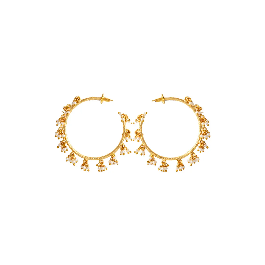 Pearl Clustering Hoops Earrings - AS100427