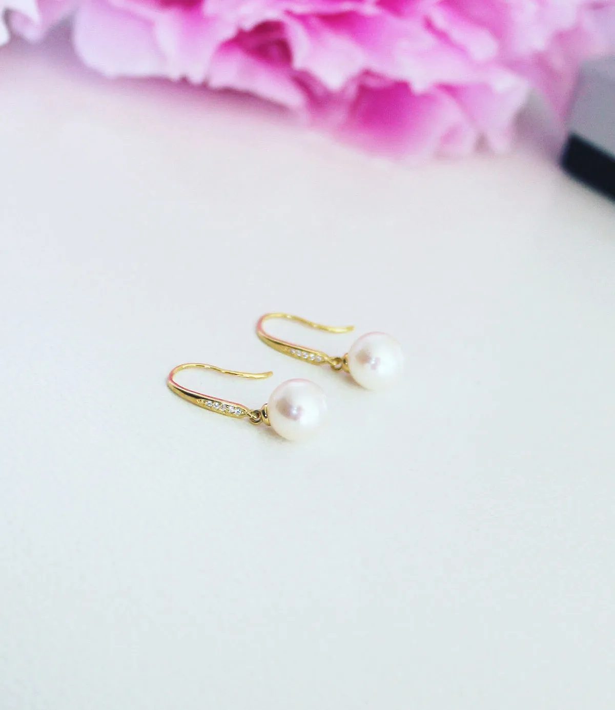 Pearl Drop Earrings Bella Gold Vermeil