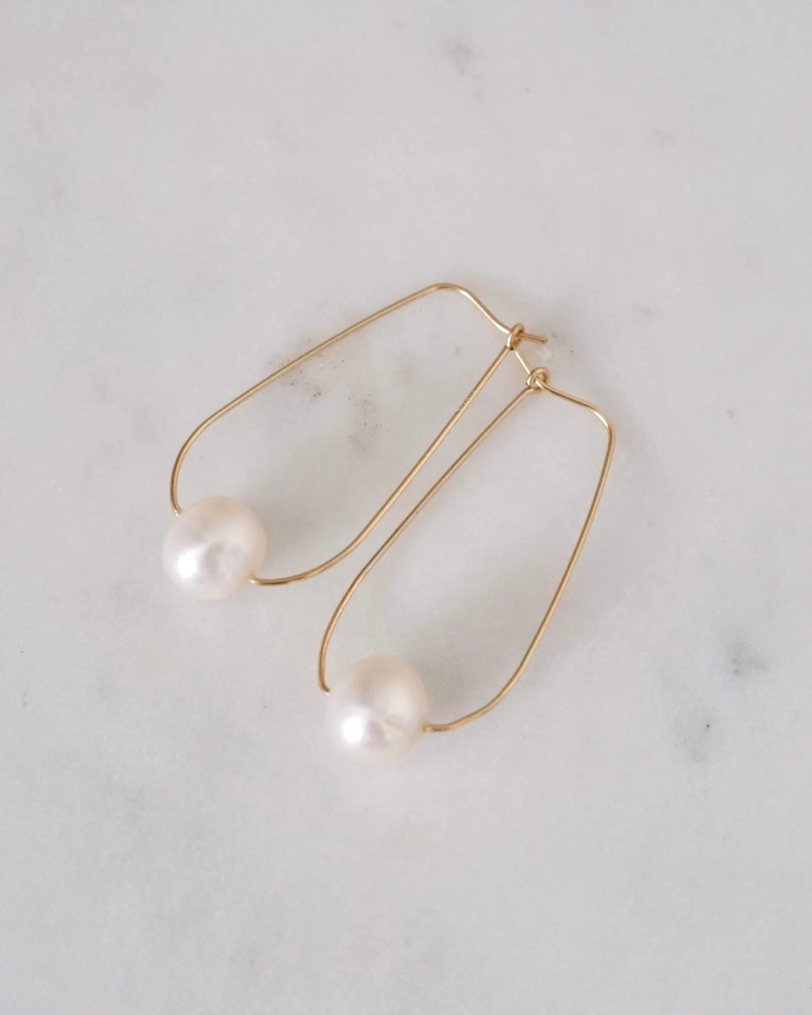 Pearl U Hoop Earrings