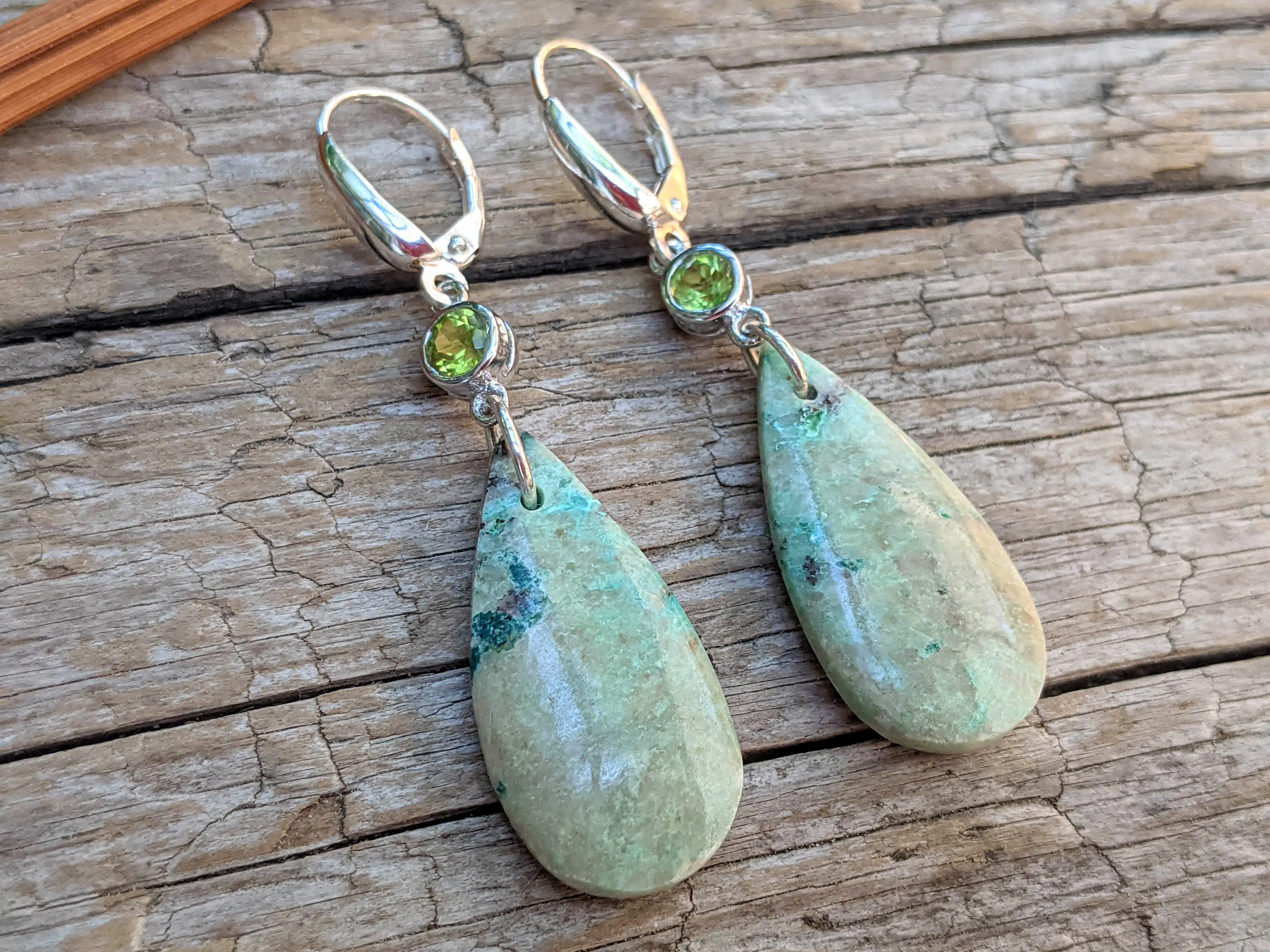 Peridot & Chrysocolla Gemstone Earrings