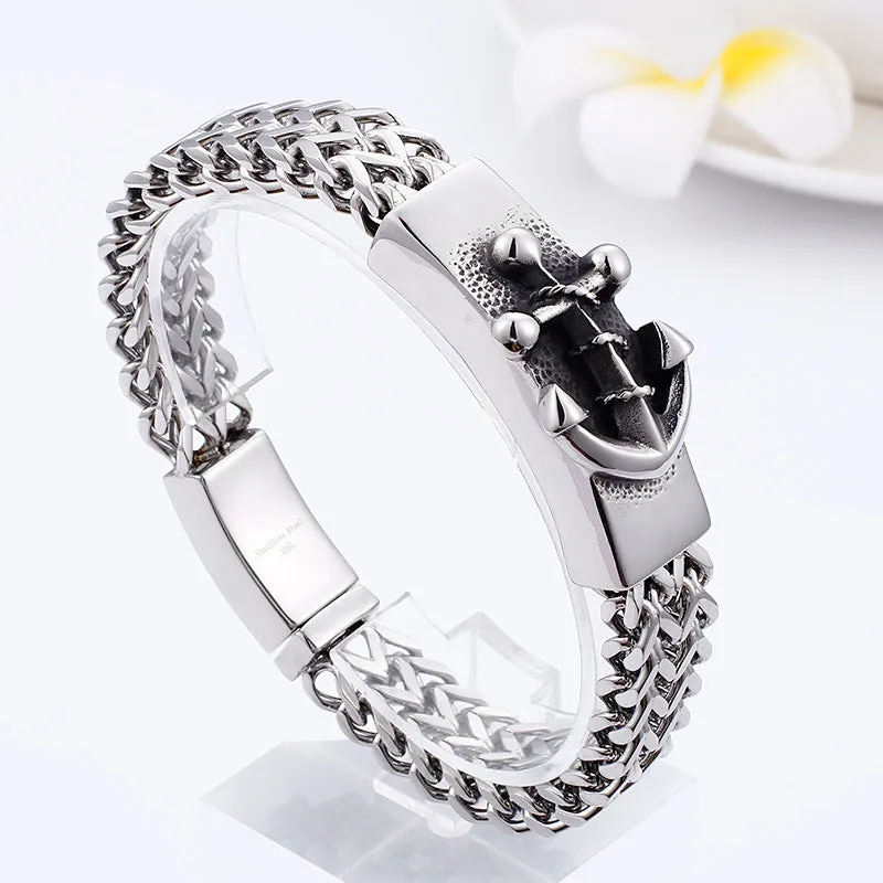 Personalized Creative Punk Style Titanium Steel Men's Bracelet for European and American Fashion