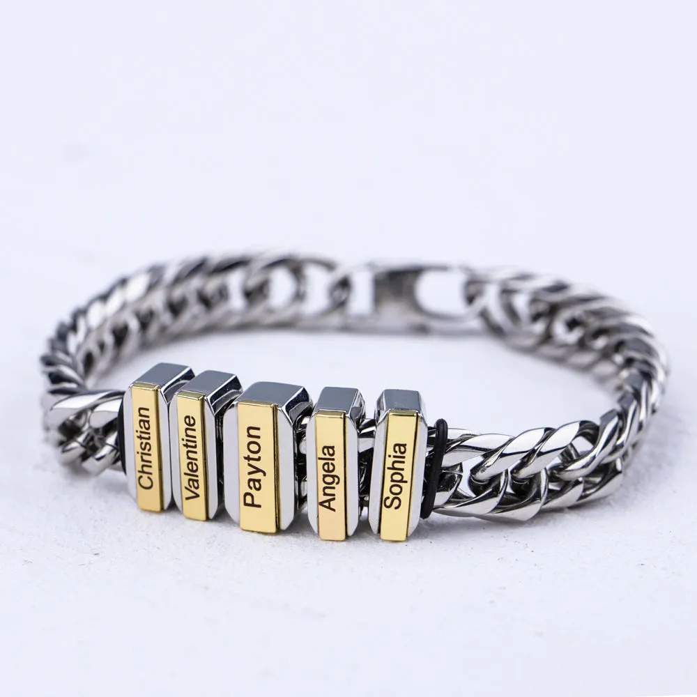 Personalized Men's Cuban Chain Bead Name Bracelet