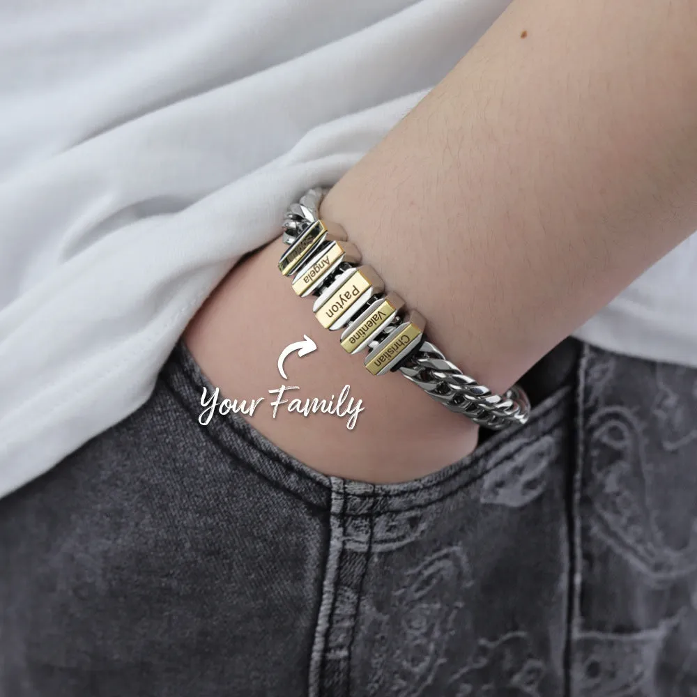 Personalized Men's Cuban Chain Bead Name Bracelet