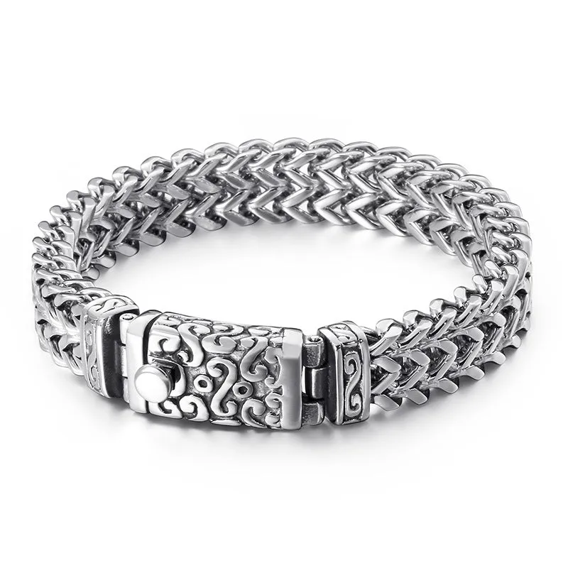 Personalized Punk Skull Bracelet for Men - Titanium Steel Keel Chain with Zircon Accents