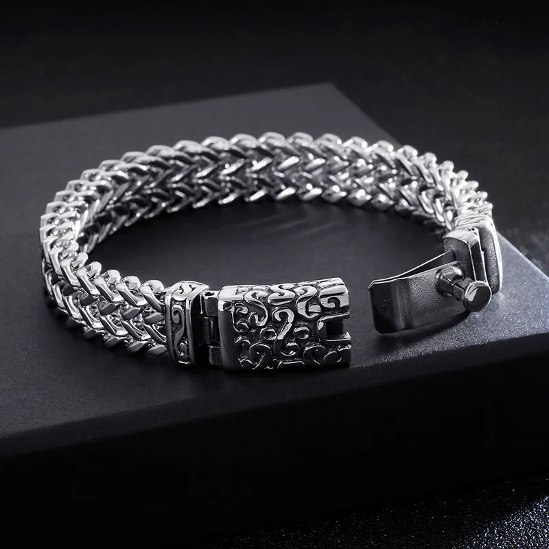 Personalized Punk Skull Bracelet for Men - Titanium Steel Keel Chain with Zircon Accents