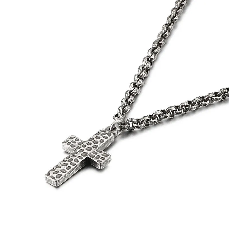 Personalized Retro Stainless Steel Cross Necklace and Men's Titanium Bracelet Collection