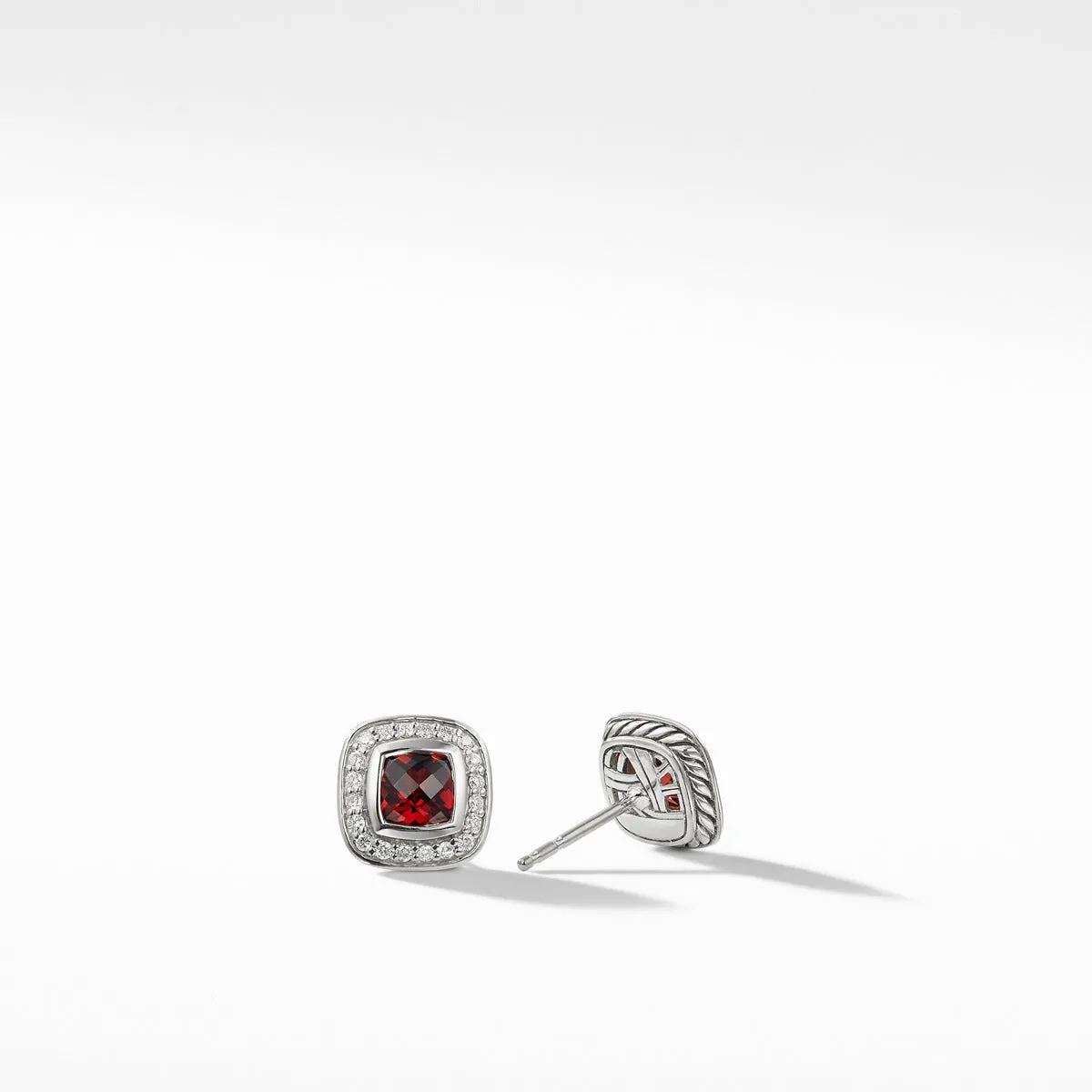 Petite Albion Earrings with Garnet and Diamonds