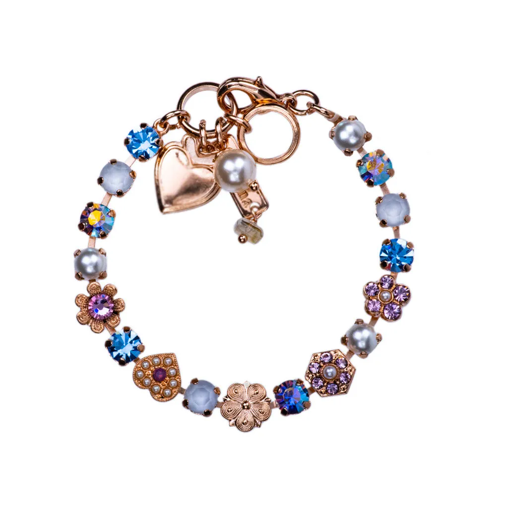 Petite Heart and Flower Bracelet in "Cake Batter" *Preorder*