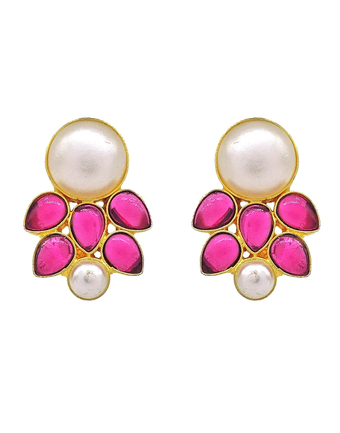 Pink Crystal & Pearl Earrings