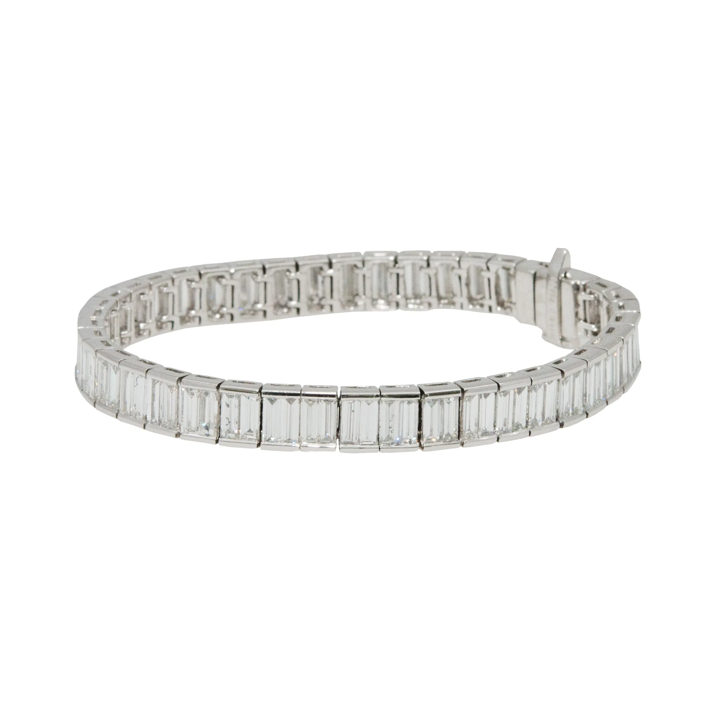 Platinum Diamond Baguette Line Bracelet