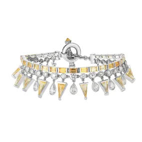 Platinum Yellow Sapphire and Diamond Bracelet