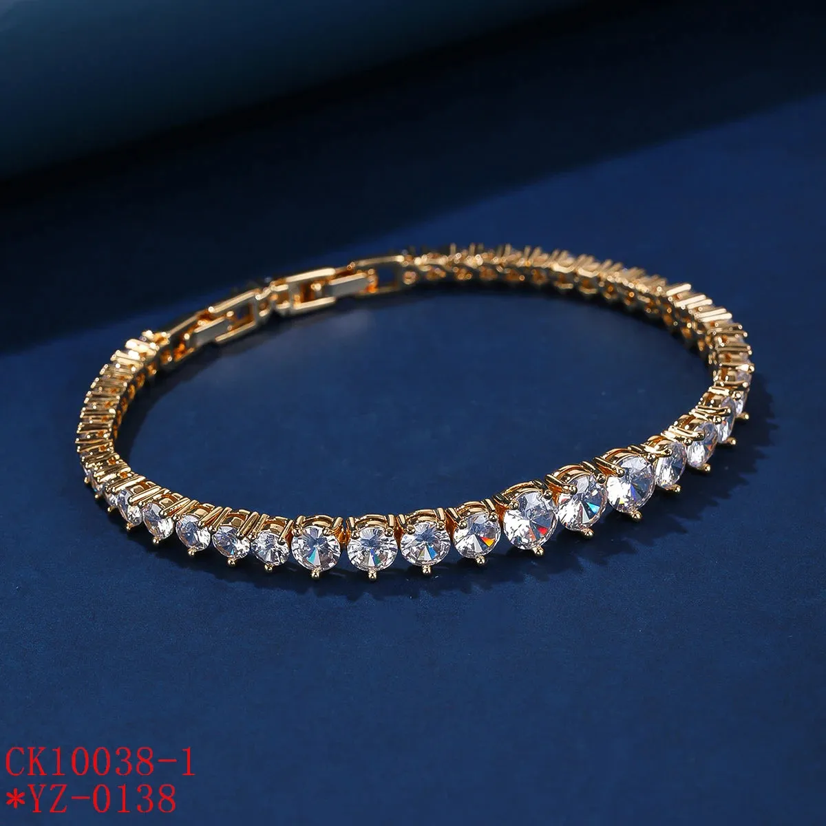 Princess Cut Sparkling Round Cubic Zircon Stones Luxury Women Bracelet Chains Jewelry CK10038